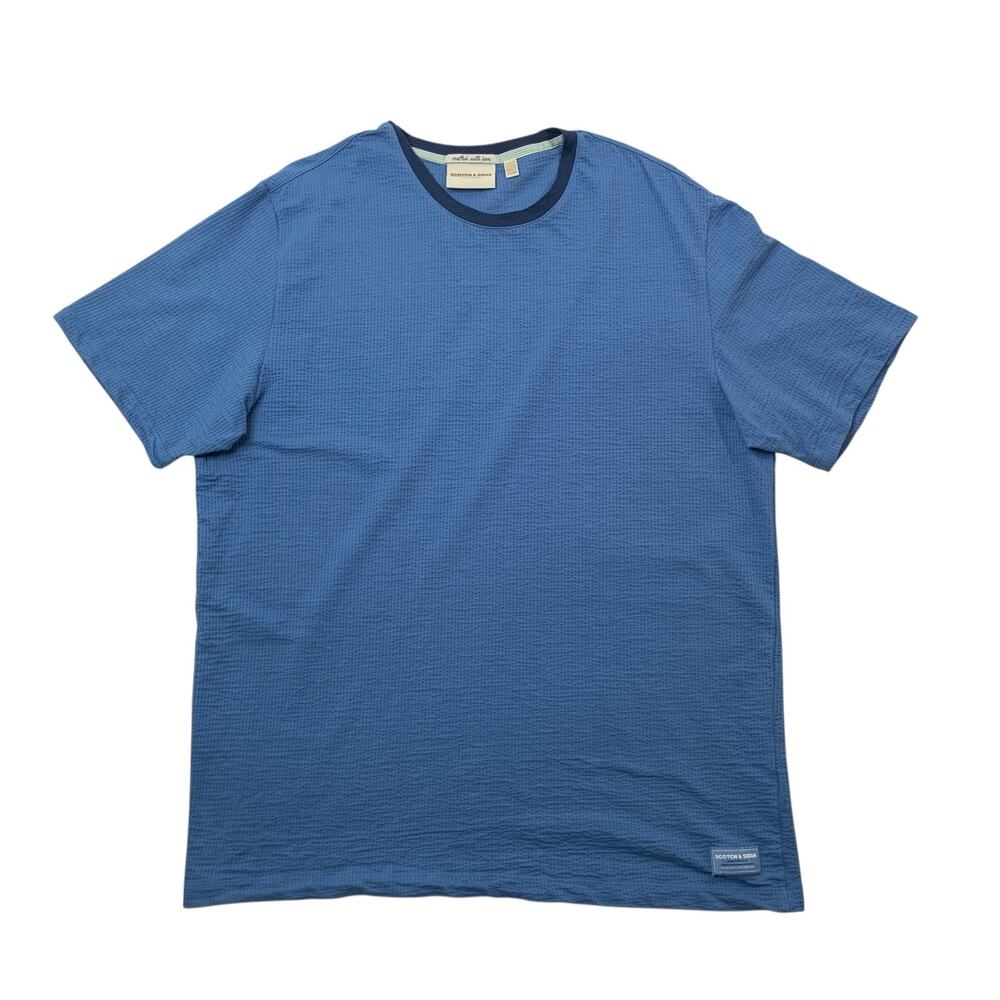 Scotch & Soda Shirt Mens XL Extra Large Copen Blue Stretch Cotton Crew Neck Tee